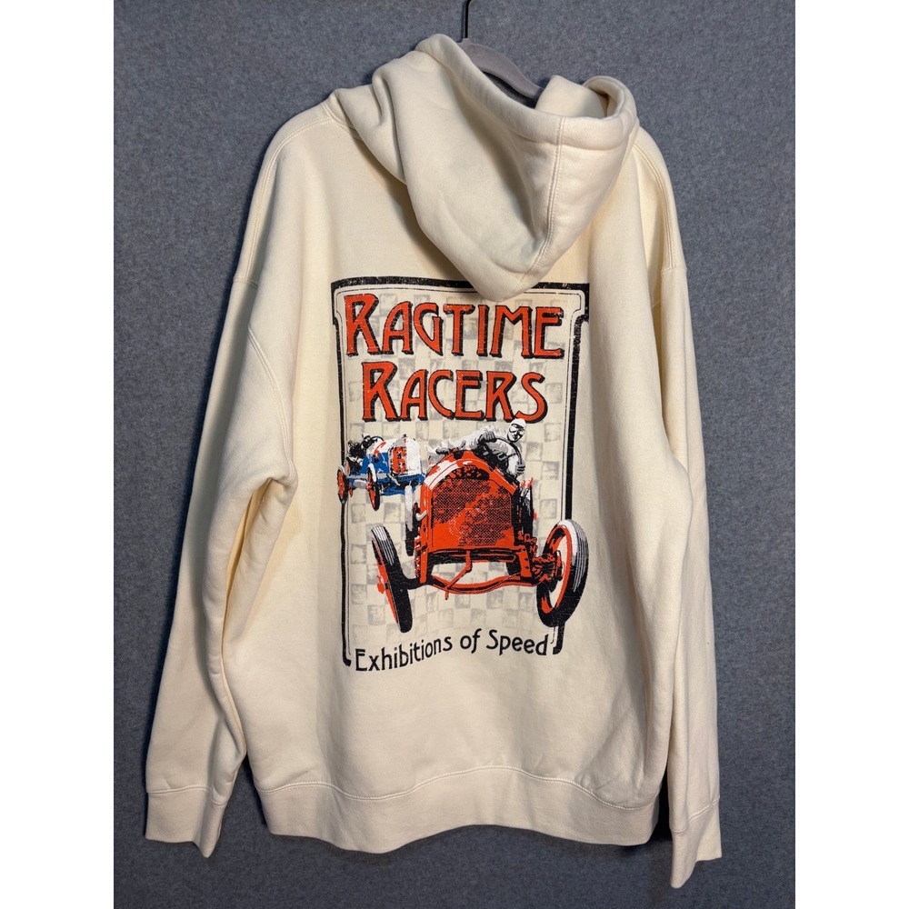 Ragtime Racers Graphic Hoodie XL Cream Vintage‎ Style Racing Car Pullover Street
